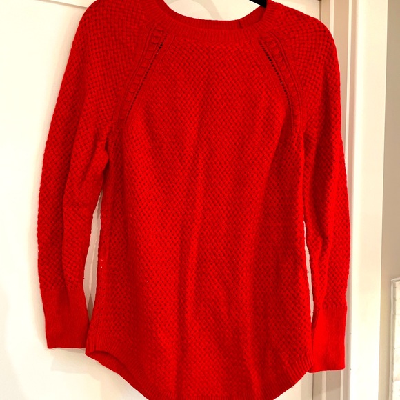 LOFT Bright Red Sweater NWOT Medium - Picture 1 of 4
